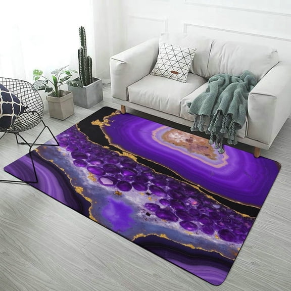 Purple Agate Slice Art Area Rugs Soft Carpet Suitable for Living Room Kitchen Bedroom Laundry Room Home Decorations