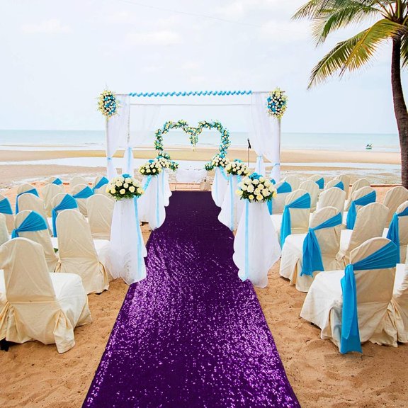 Purple Aisle Runner 15FTx2FT Sequin Glitter Fabric Wedding Ceremony Carpet for Bride Party Graduation