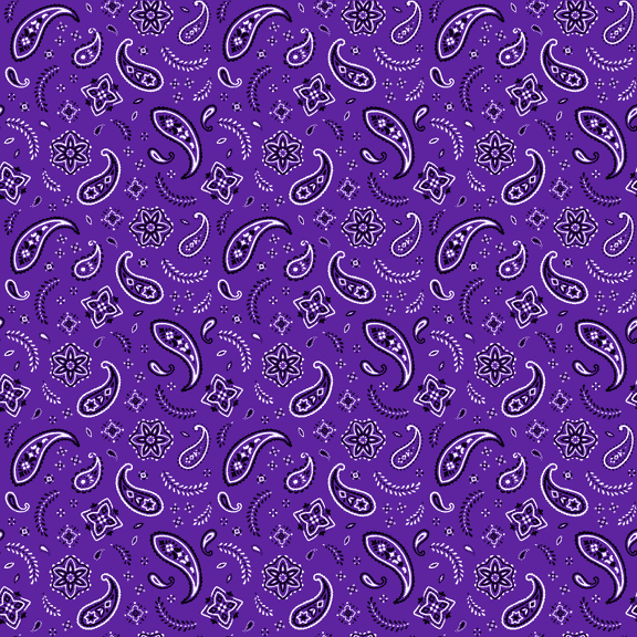 Purple All Over Paisley Bandana - Single Piece 22x22