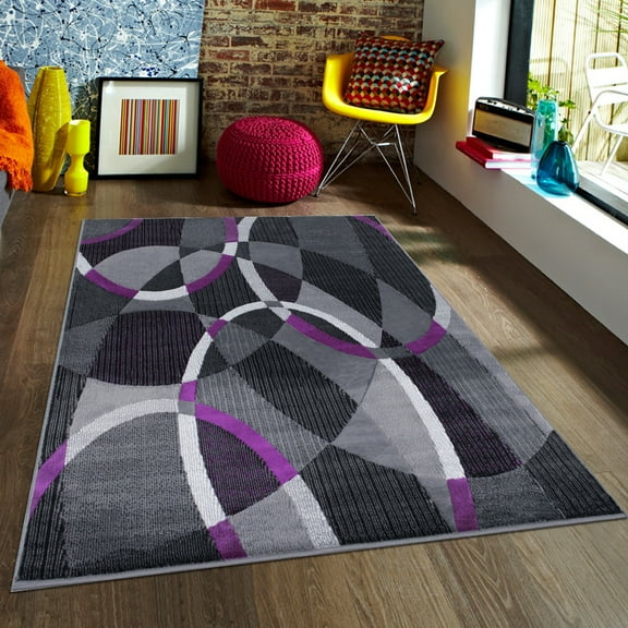 Purple AllStar Modern. Contemporary Woven Area Rug. Drop-Stitch Weave Technique. Carved Effect. Vivid Pop Colors (7' 10" x 10')