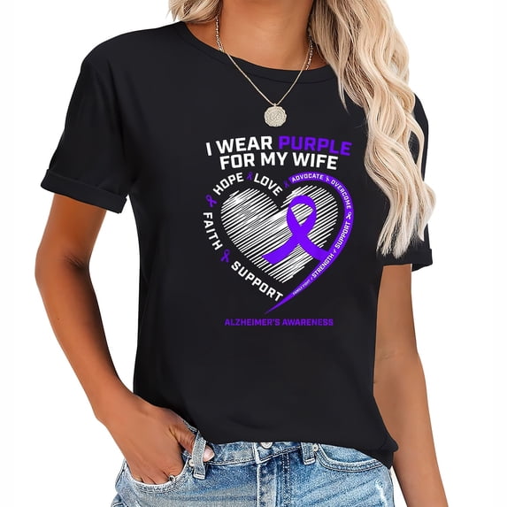 Purple Alzheimers Awareness Products Wife Women Hu Fashionable Women's Summer Top with Eye-catching Graphics