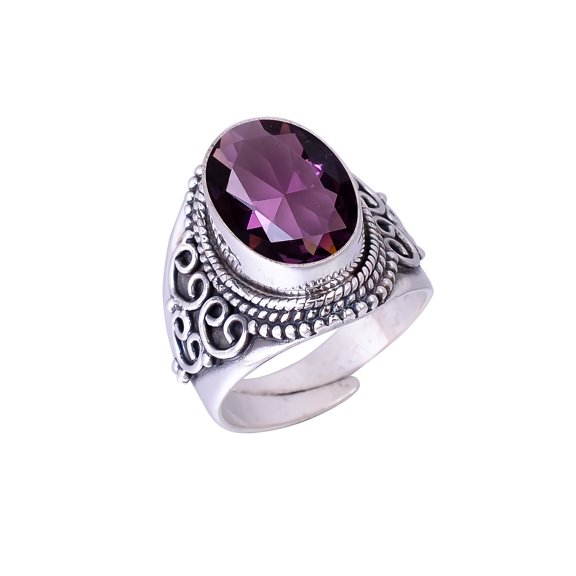Purple Amethyst 925 Sterling Silver Ring, Adjustable Ring, Silver Jewelry Ring, Purple Ring, Oval Ring, Dainty Ring, Handmade Ring, Gemstone Ring, Gif