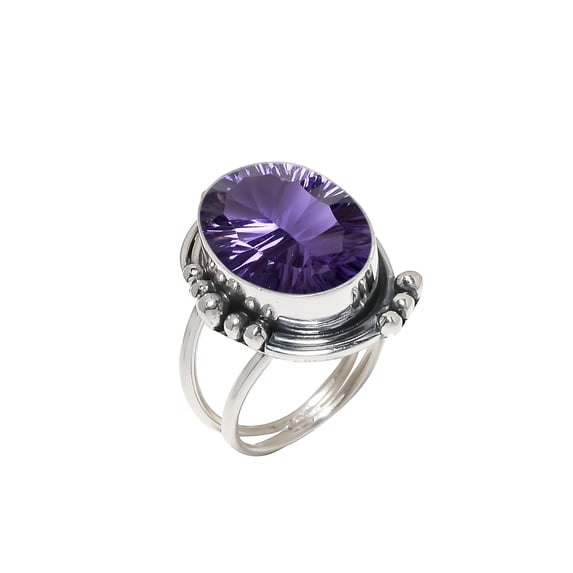 Purple Amethyst 925 Sterling Silver Ring V6607, Amethyst Ring, Gemstone Ring, Handmade Ring, Purple Ring, Oval Ring, Gift For Her, Wedding Gift, Birth