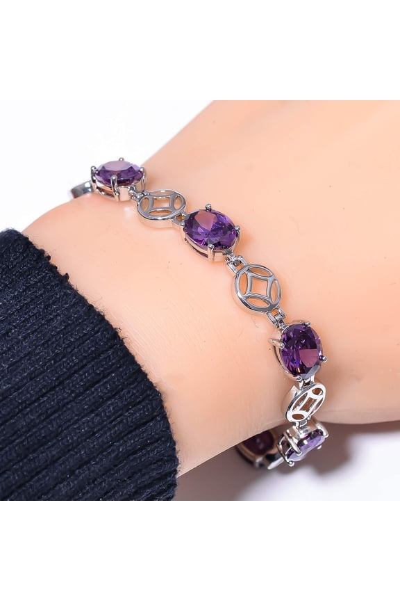 Purple Amethyst 925 Sterling Silver Tennis Bracelet 7.99" B_9733_733_29, New Year Sale, Valentin's Day Gift