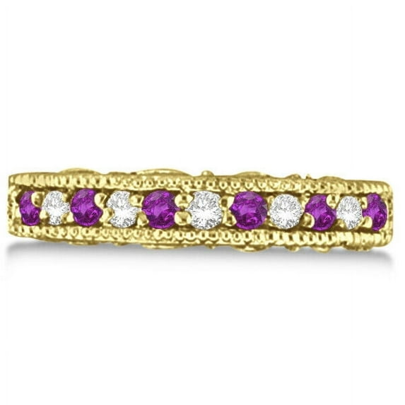 Purple Amethyst Band Wedding Band Statement Ring 925 Sterling Silver Yellow Gold Plated Gemstone Jewelry For Women Gift By KIRAN FINE JEWELS