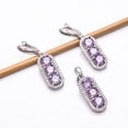 thumbnail image 1 of Purple Amethyst, CZ 925 Silver Platinum Plated Pendant Earring Set PS81814, Amethyst Pendant Earring Set, Gift For Her, Round Pendant Earring Set, Pur, 1 of 2