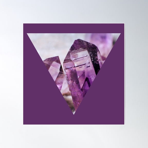 Purple Amethyst Crystal Inverted Triangle Sign Poster Wall Art, Modern Wall Decor For Living Room Bedroom, 24x24 UNFRAMED