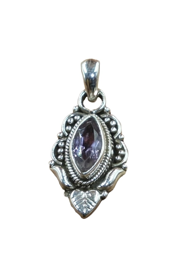 Purple Amethyst Gemstone 925 Sterling Silver Handmade Design Pendant Gift Jewelry For Her