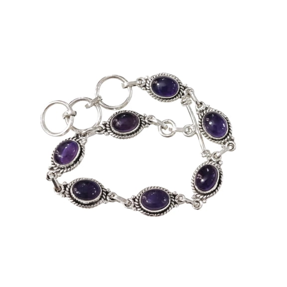 Purple Amethyst Gemstone Bracelet, Natural Amethyst Bracelet, February Birthstone, 925 Silver jewelry, Silver bracelet, Bracelet for anniversary, Christmas, Womens Bracelet, Handmade Bracelet