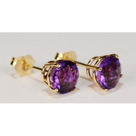Purple Amethyst Gemstone Stud Earrings in 925 Sterling Silver | Women’s Birthstone Jewelry