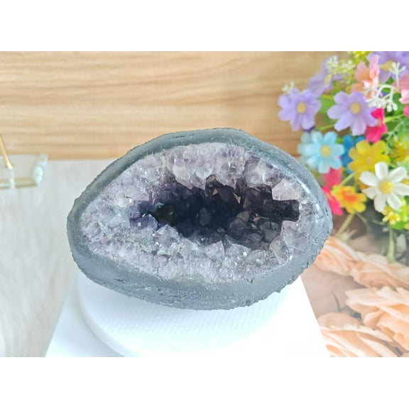 Purple Amethyst Geode (870.33g), Natural Raw Crystal Stone, Beautiful Energy Ornament