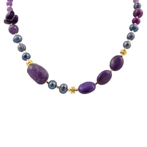 Purple Amethyst Golden Chunky Necklace
