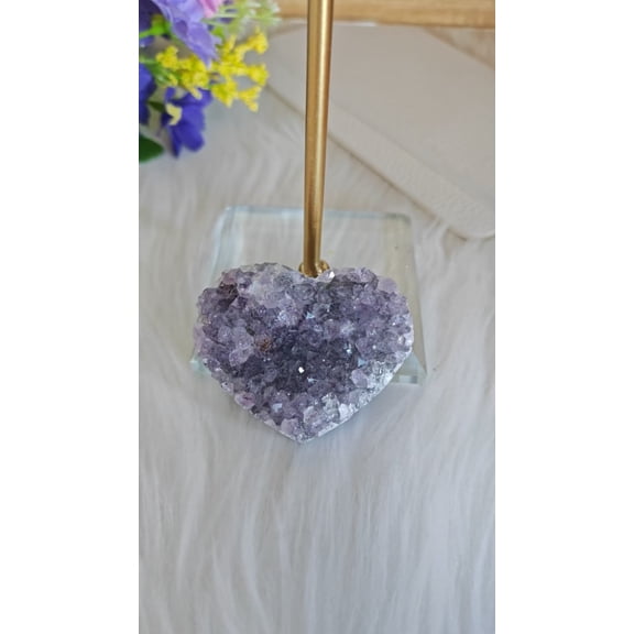 Purple Amethyst Heart Decorative Stone