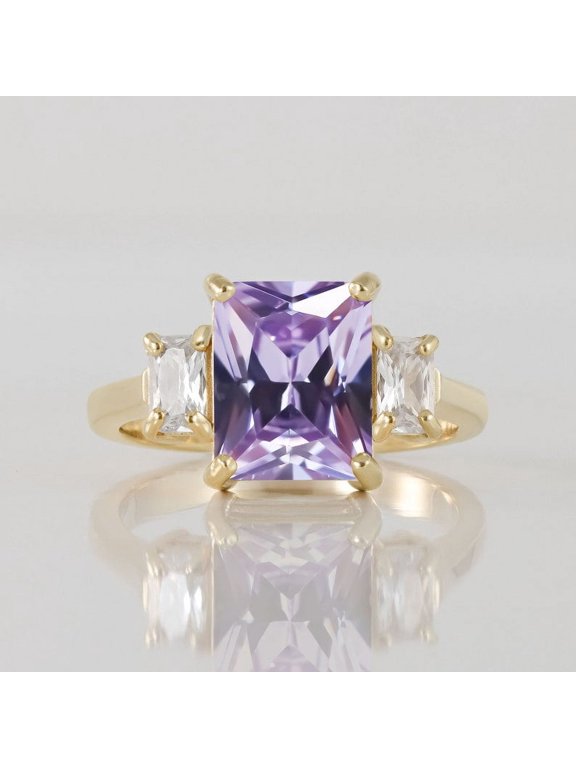 Purple Amethyst Ring - Statement Ring - Gold Ring - Engagement Ring - Prong Ring - Rectangle Ring - Cocktail Ring - Gemstone Ring