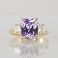 thumbnail image 1 of Purple Amethyst Ring - Statement Ring - Gold Ring - Engagement Ring - Prong Ring - Rectangle Ring - Cocktail Ring - Gemstone Ring, 1 of 3
