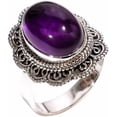 thumbnail image 1 of Purple Amethyst Stone Ring 925 Sterling Silver Handmade Statement Design Rings, 1 of 5