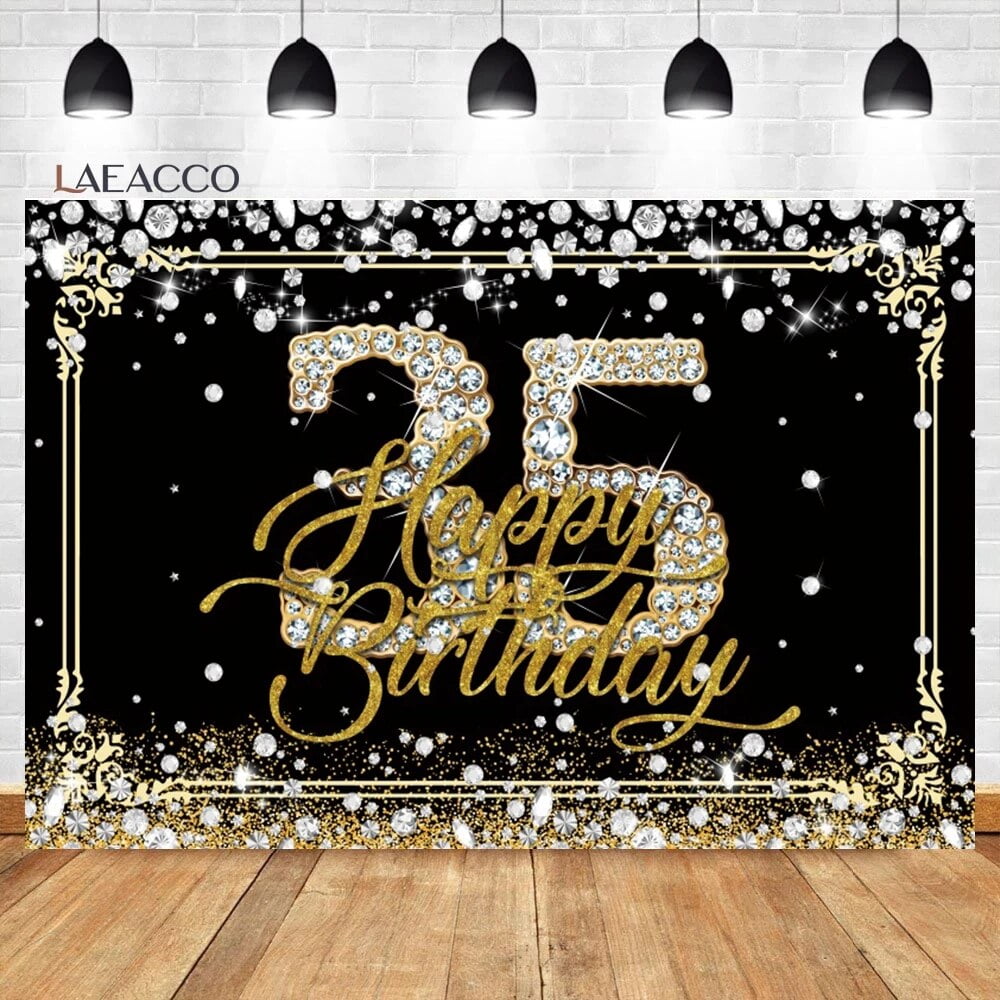 Purple And Black Birthday Backdrop Glitter Spots Balloons Dimonds Women ...