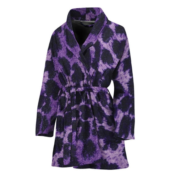 Purple And Black Cheetah Women Bathrobe One Size Univeral Fits Fashion Lightweight Plush Fleece Long Robe For Women