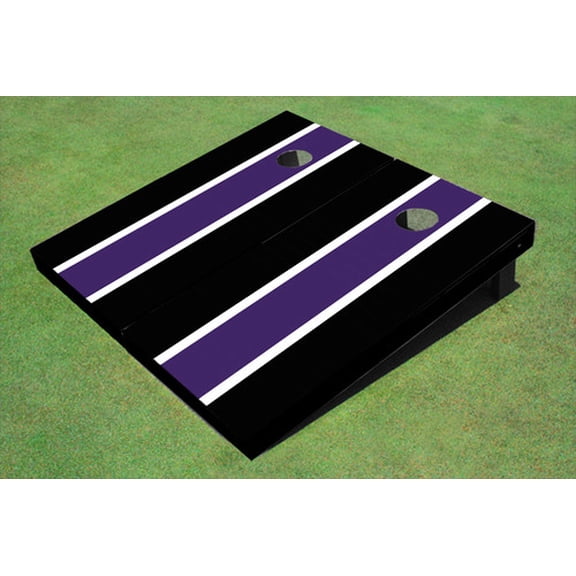 Purple And Black Matching Long Stripe Custom Cornhole Board