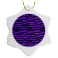 thumbnail image 1 of 3drose, Purple and Black Tiger Animal Print, 3 inch Snowflake Porcelain Ornament, 1 of 7