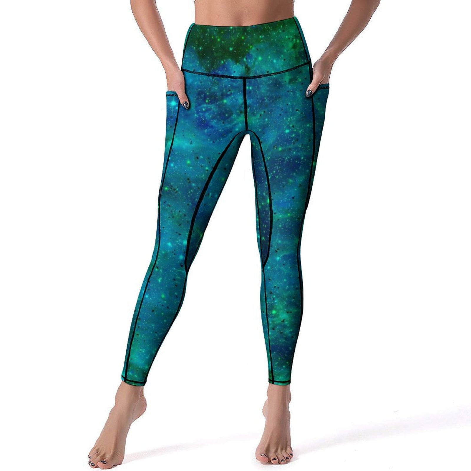 Sports Leggings purple blue stars galactic galaxy space magick sparkle