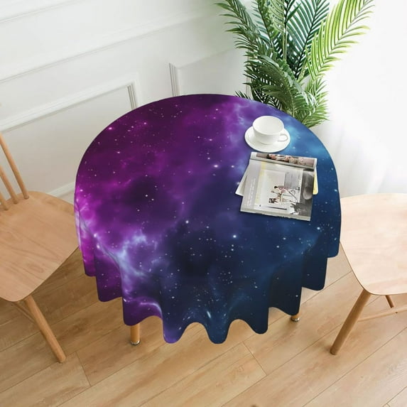 Purple And Blue Galaxy Round Tablecloth Mystery Protection Table Cloth Funny Wedding Birthday Party Graphic Table Cover