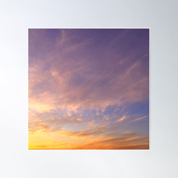 Purple And Gold Sunset Sky Poster Wall Art, Modern Wall Decor, 16x16 UNFRAMED