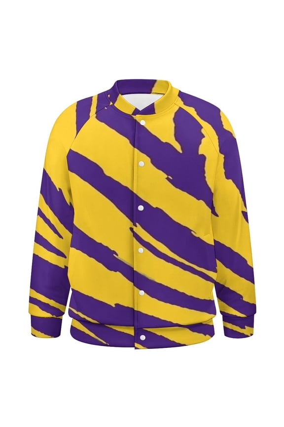 Purple And Gold Tailgate Swag - Claw Marks Baseball Jersey Fashion Ribbed Sleeve Man Women's Jacket Motion Tops XXS-6XL