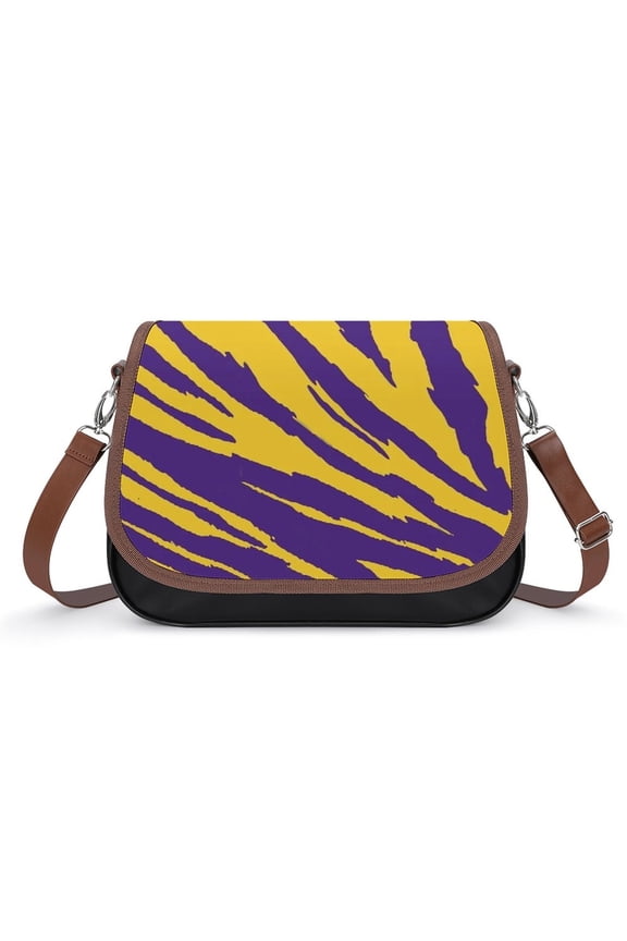Purple And Gold Tailgate Swag - Claw Marks Vintage Crossbody Bag for Women Medium Leather Hobo Bags Shoulder Bag Classic City Leather Satchels