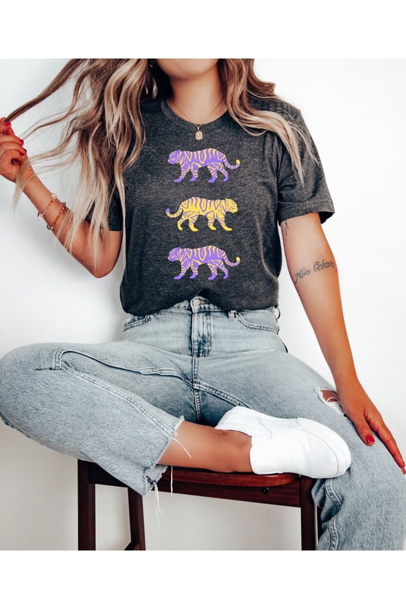 Purple And Gold Tigers Shirt, Cute Louisiana Shirt, Mardi Gras Shirt, Tigers Game Day, Football, Baton Rouge Shirt, Fan Shirt, Tailgate