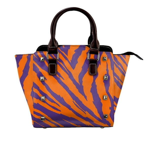 Purple And Orange Tailgate Swag Claw Marks Rivet Fashion One-Shoulder Women's Handbag Tote Bag