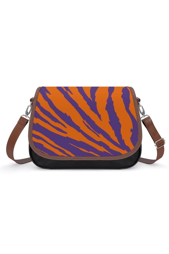 Purple And Orange Tailgate Swag Claw Marks Vintage Crossbody Bag for Women Medium Leather Hobo Bags Shoulder Bag Classic City Leather Satchels