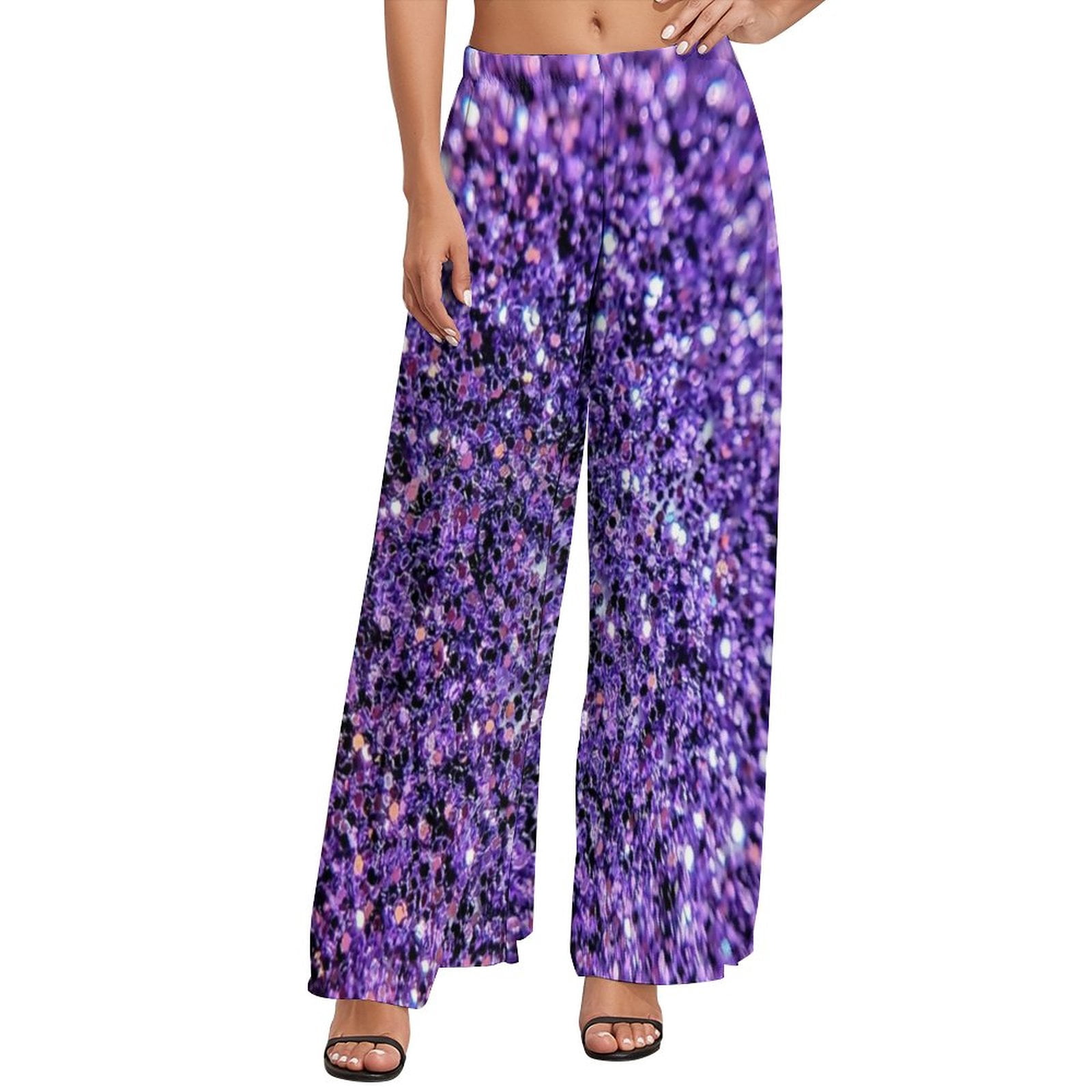 Off white cotton straight pants with all-over purple & green lotus flower hand block print.