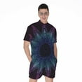 thumbnail image 1 of Purple And Teal Dark Mandala Short Sleeve Men'S Rompers, Bohemian Mandala Yoga Boho Casual Summer Jumpsuits Outfit, 1 of 4