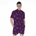 thumbnail image 1 of Purple And Teal Giraffe Pattern Short Sleeve Men'S Rompers Casual Summer Jumpsuits Outfit, 1 of 4