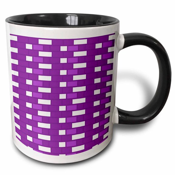 3drose, Purple and White Brick Wall, 15oz Two-tone Black Mug