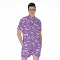 thumbnail image 1 of Purple And White Lavender Pattern Short Sleeve Men'S Rompers Casual Summer Jumpsuits Outfit, 1 of 4