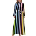 thumbnail image 1 of Purple And White Striped Dress Vertical Stripes Print Cute Maxi Dress Streetwear Beach Long Dresses High Waist Print Vestidos, 1 of 2