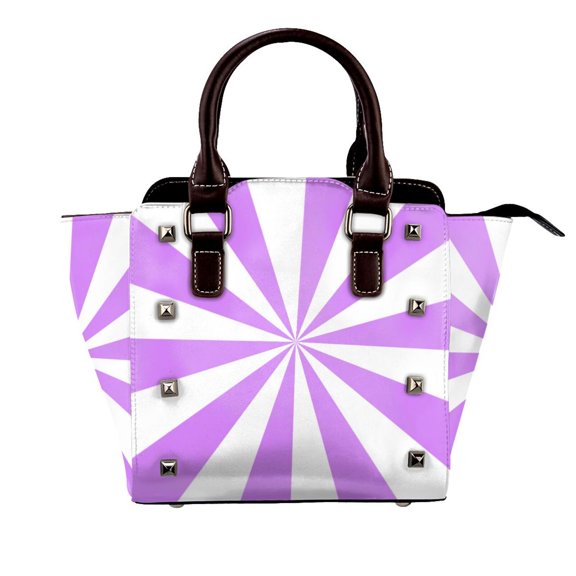 Purple And White Sunburst Rivet Fashion One-Shoulder Women's Handbag Tote Bag