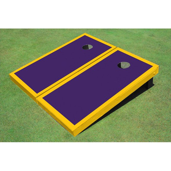 Purple And Yellow Matching Border Custom Cornhole Board