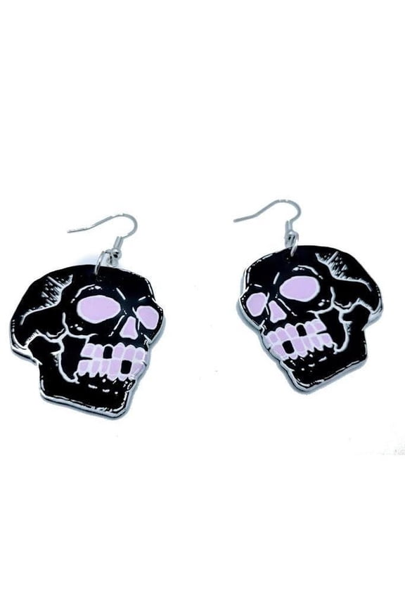 Purple And black skull dangle earrings set unisex dangle earring