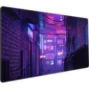 Purple Anime Mouse Pad Gaming Cute Japanese Desk Mat Large Extended Mousepad Laptop Keyboard Mouse Mat Desk Pad for Office Women Gamer Girl 31.5x15.75 in, Non-Slip Rubber Base with Stitched Edges
