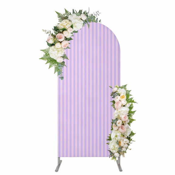 Purple Arch Backdrop Cover 4FT, Geometric Vertical Striped Solid Rainbow Spandex Fitted Stretchy Arch Stand Covers, Round Top Chiara Backdrop Cover for Wedding Party Birthday Baby Shower