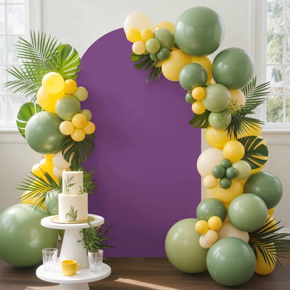Purple Arch Backdrop Cover, 6FT, Simple Background Modern Solid Color Monochrome Spandex Arch Covers Double-Sided Backdrop for Wedding Birthday Party Photo Background Decoration