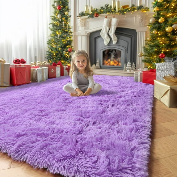 Purple Area Rug for Living Room,5x8 Rug,Fluffy Thick Rug for Bedroom,Soft Indoor Furry Rug for Kids Room,Teen,Women,Shag Modern Cool Rug for Nursery Playroom Classroom,Carpet