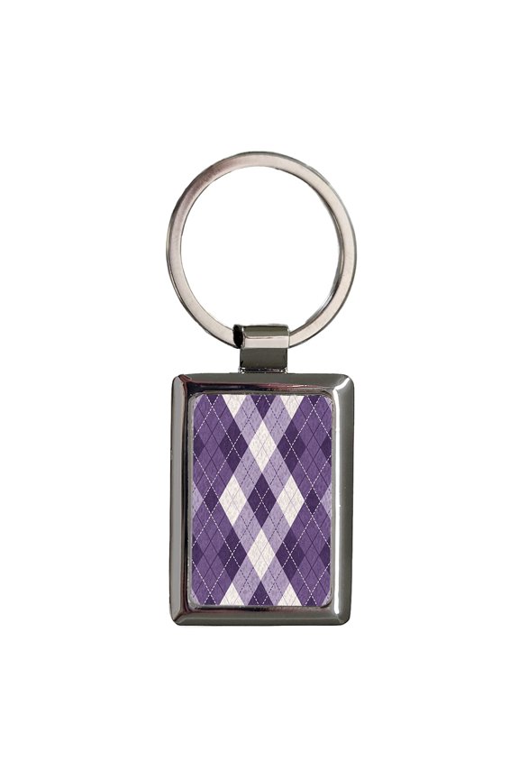 Purple Argyle Cute Pattern Metal Rectangle Keychain