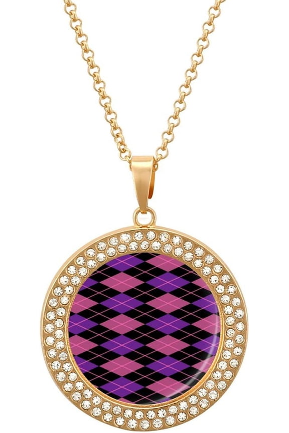 Purple Argyle Premium Diamonds Womens Necklaces Inlaid Crystal Round Alloy Pendant Necklace Delicate Gift Jewelry[y768]