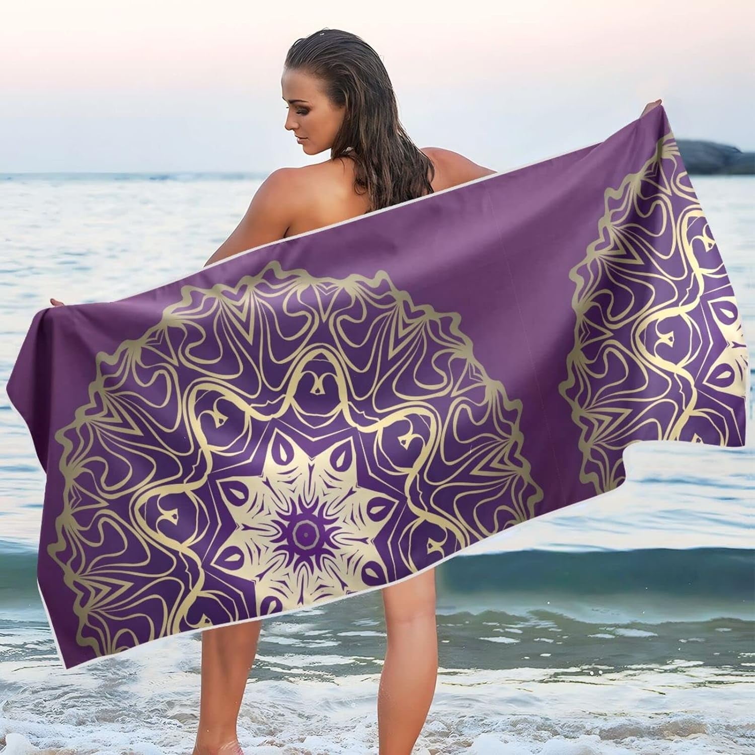 Purple Art Beach Towel Quick Dry Absorbent Bath Towels Sandproof  Lightweight Towel for Gym Yoga Sports Swimming - 31x71in Washcloth Gift -  Walmart.com, image size:1500x1500