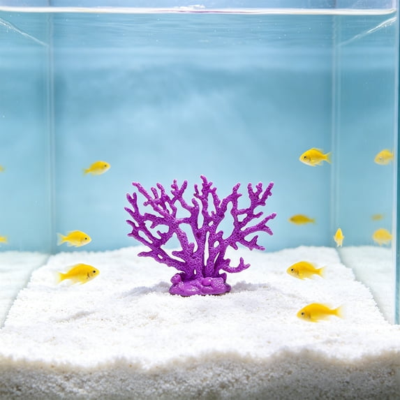Purple Artificial Coral, Fish Tank Aquarium Decoration, Realistic Coral Reef Ornament for Fish Tank, Safe Hideout for Fish Shrimp Freshwater Saltwater, 3.9x3 Inch