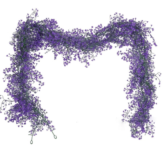 Purple Artificial Flower Garland Halloween Outdoor Hanging Decorations, Floral Decor for Party Wedding Porch Wall Indoor and Outdoor Spaces